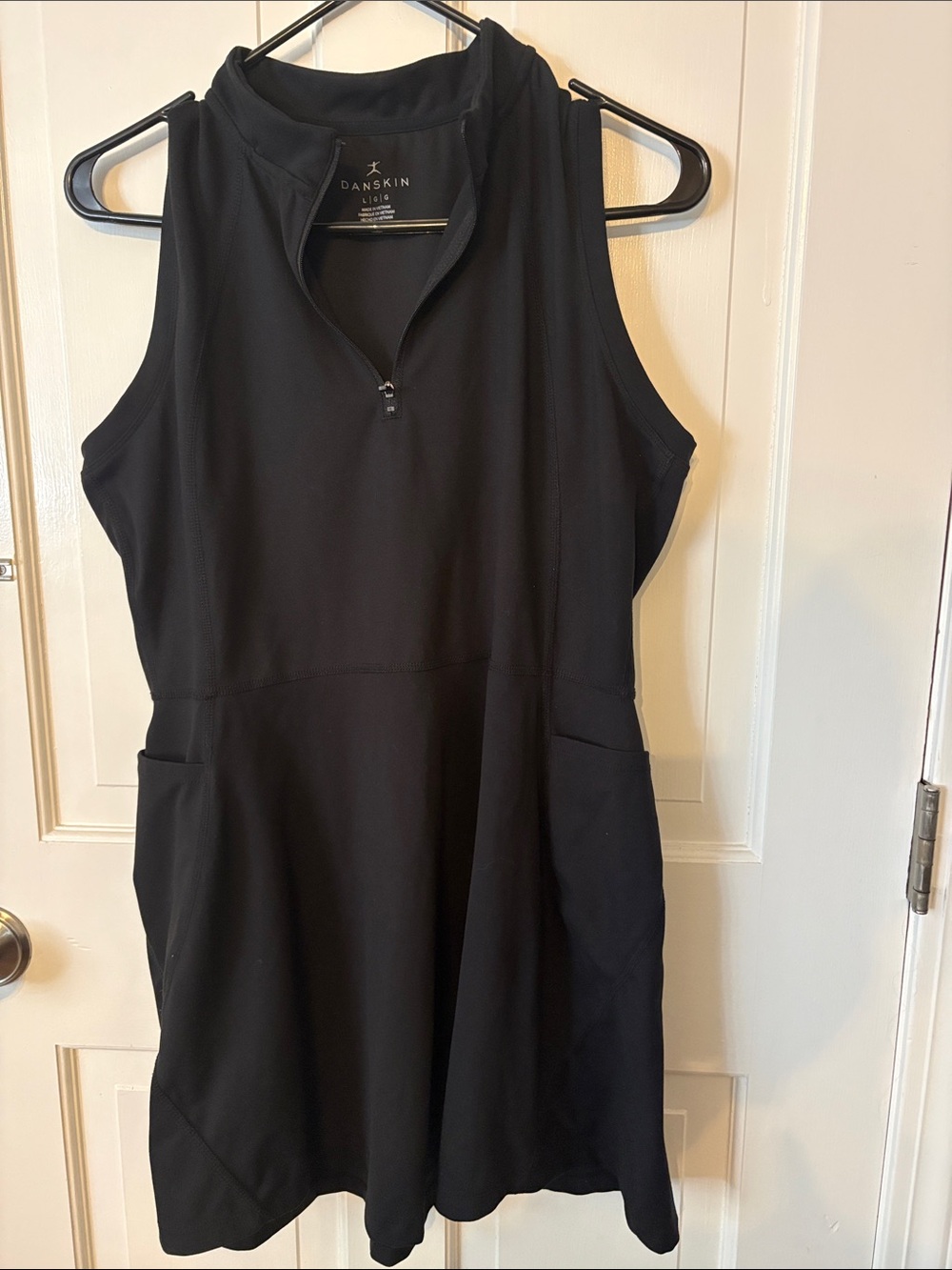 Danskin Black Sleeveless Zip-Front A-Line Dress